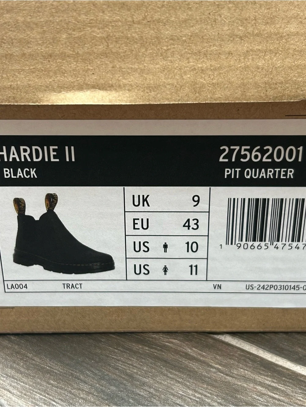 Dr. Martens Black Hardie II Boots with Yellow Stitching